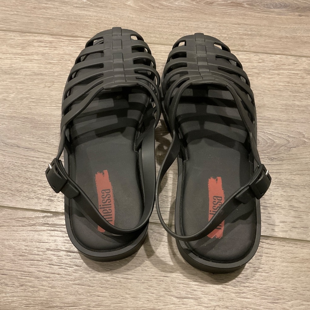 MELISSA Disco Sandal Black Flat Size 8 NWOT - Picture 4 of 7